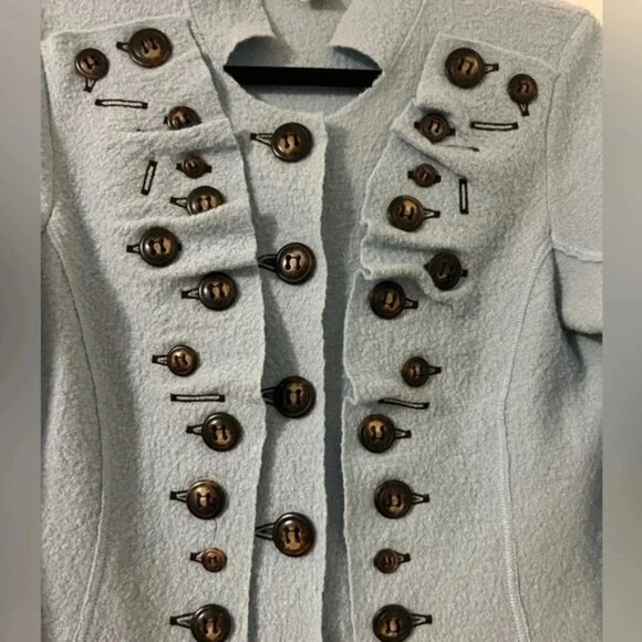 Anthropologie blue buttons bolted wool jacket - Picture 2 of 12